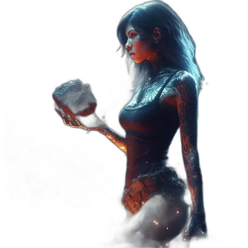 dress, robot, concept art, fantasy art transparent PNG cut-out
