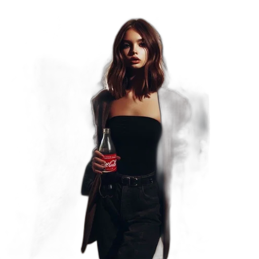 dress, jacket, bottle, face transparent PNG cut-out