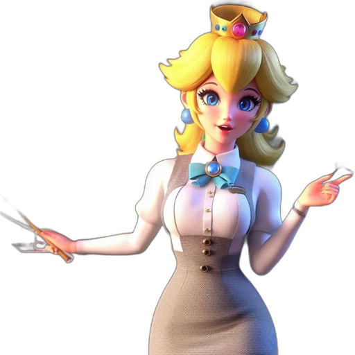 dress, crown, staff, 3d render transparent PNG cut-out