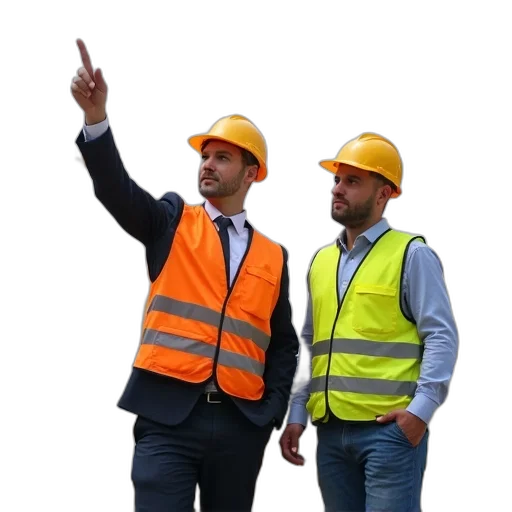 staff, jacket, hat, two transparent PNG cut-out