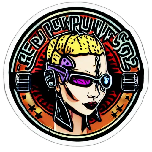 cyberpunk, comic book art, punk, sticker transparent PNG cut-out