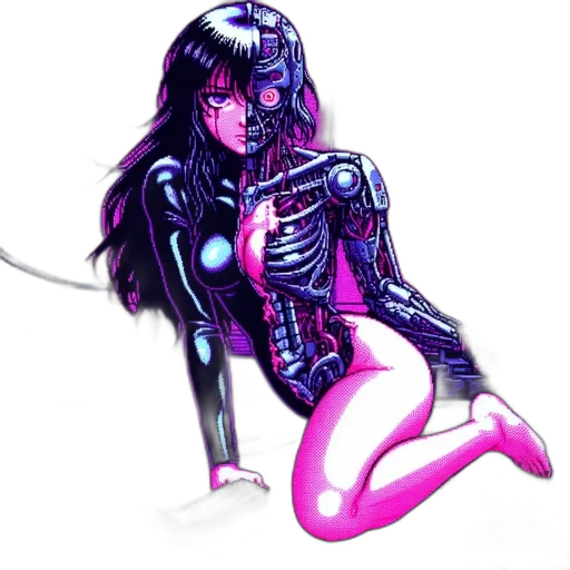 robot, dress, cyberpunk, comic book art transparent PNG cut-out