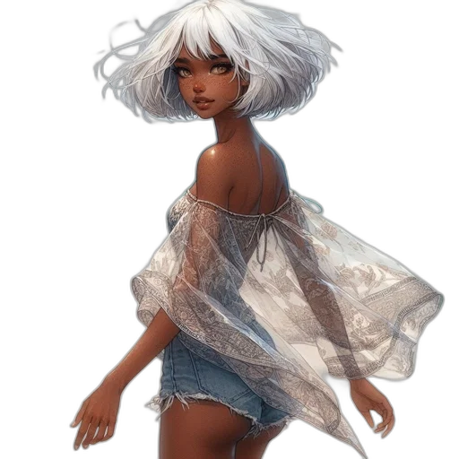 dress, hair, face, concept art transparent PNG cut-out