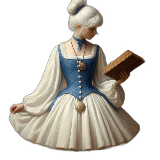 dress, hat, jewelry, staff transparent PNG cut-out