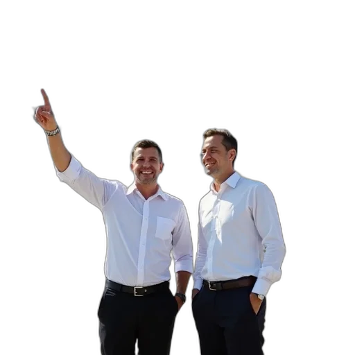 staff, two, men, standing transparent PNG cut-out