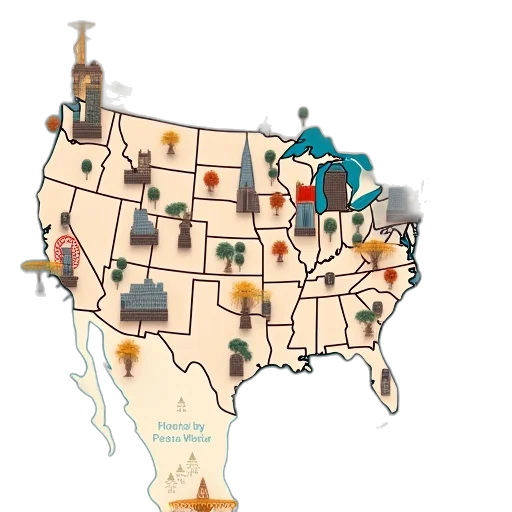 american, road, trip, map transparent PNG cut-out