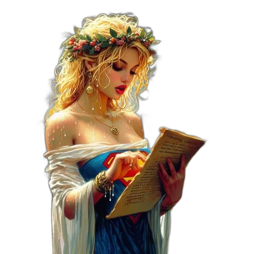 dress, jewelry, fantasy art, oil painting transparent PNG cut-out