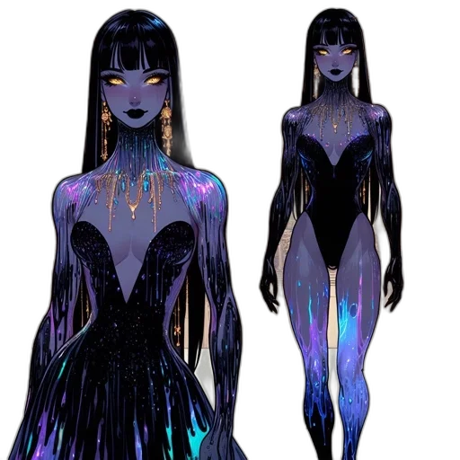 dress, concept art, fantasy art, cyberpunk transparent PNG cut-out