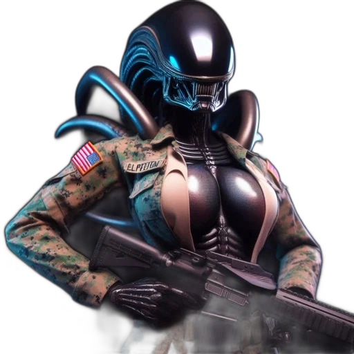 robot, weapon, concept art, cyberpunk transparent PNG cut-out