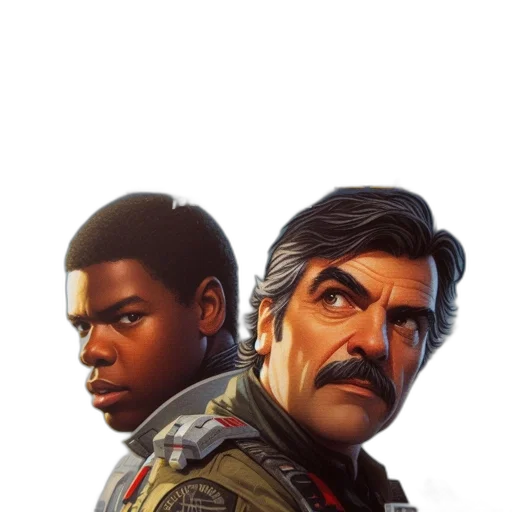 face, weapon, staff, jacket transparent PNG cut-out