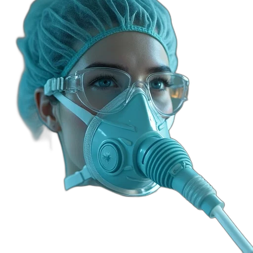 mask, staff, 3d render, cyberpunk transparent PNG cut-out