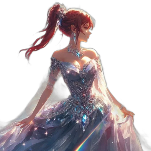 dress, crown, jewelry, fantasy art transparent PNG cut-out