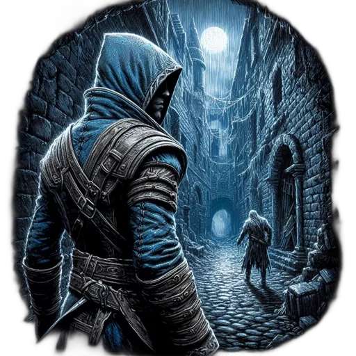 mask, jacket, sword, fantasy art transparent PNG cut-out