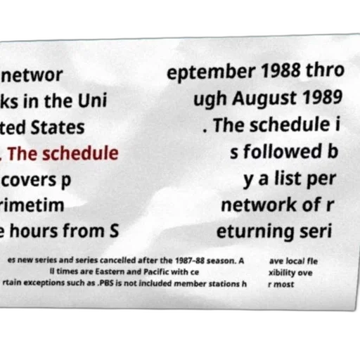 schedule, primetime, hours, september transparent PNG cut-out