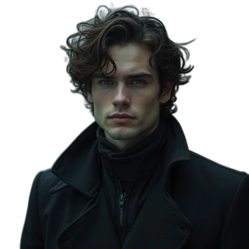 jacket, hair, face, staff transparent PNG cut-out