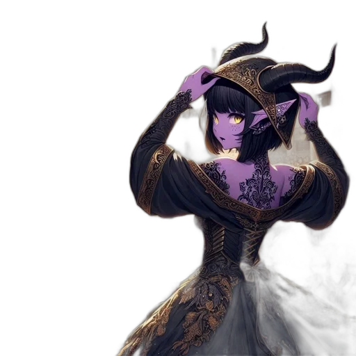 dragon, mask, dress, staff transparent PNG cut-out