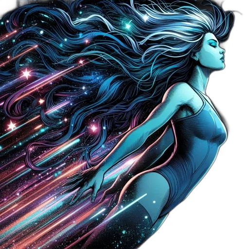 hair, dress, comic book art, fantasy art transparent PNG cut-out