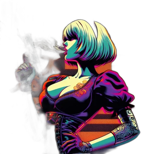 jacket, dress, comic book art, cyberpunk transparent PNG cut-out