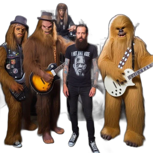 four, unusual, musicians, pose transparent PNG cut-out