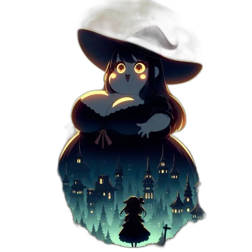 hat, dress, creature, staff transparent PNG cut-out