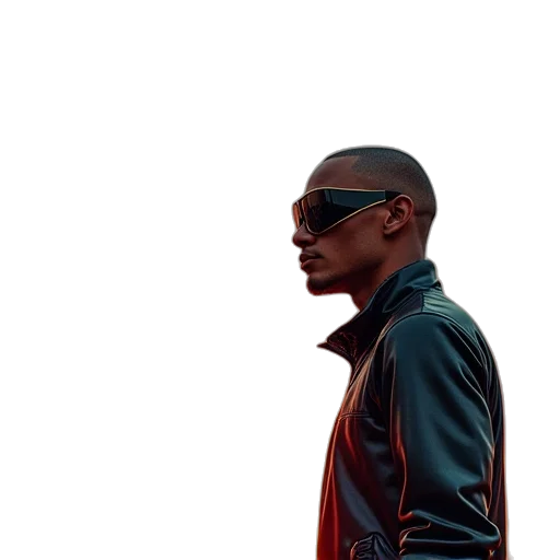 jacket, face, 3d render, concept art transparent PNG cut-out