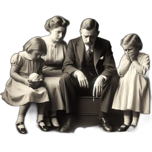 furniture, photorealistic, family, four transparent PNG cut-out