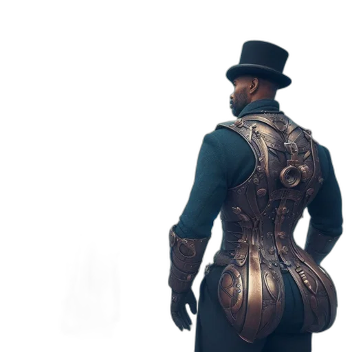 hat, jacket, staff, weapon transparent PNG cut-out