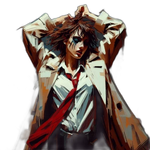 jacket, dress, weapon, face transparent PNG cut-out