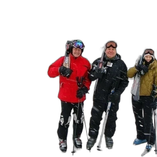 jacket, staff, snow, three transparent PNG cut-out