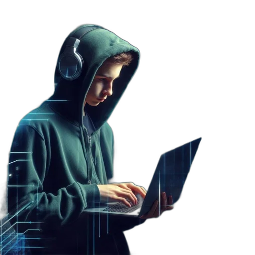 jacket, robot, face, cyberpunk transparent PNG cut-out