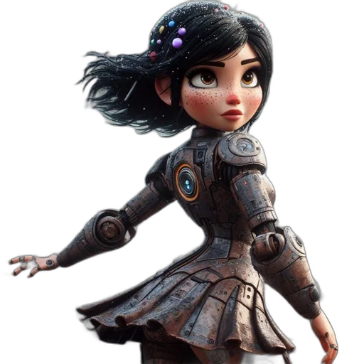 dress, robot, staff, concept art transparent PNG cut-out