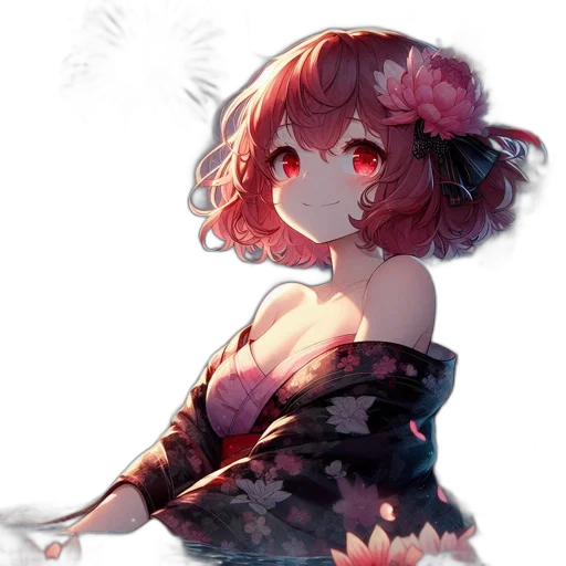 dress, flower, creature, staff transparent PNG cut-out