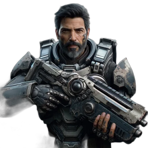 weapon, face, robot, staff transparent PNG cut-out