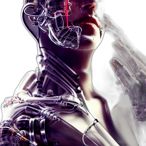 robot, cyberpunk, concept art, 3d render transparent PNG cut-out