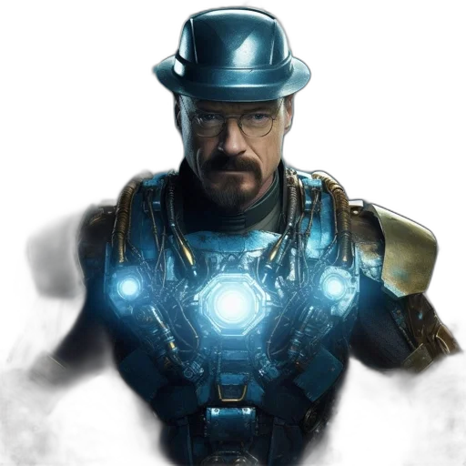 robot, hat, face, staff transparent PNG cut-out
