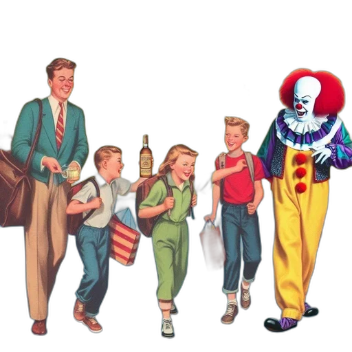 concept art, vintage-styled, illustrates, children transparent PNG cut-out