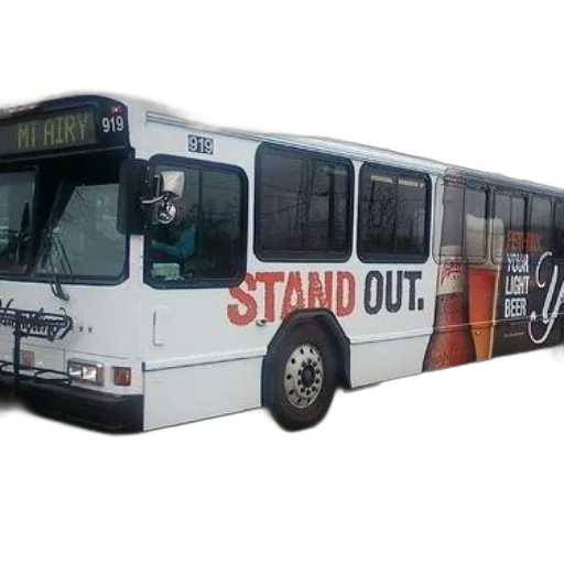 staff, white, bus, words transparent PNG cut-out