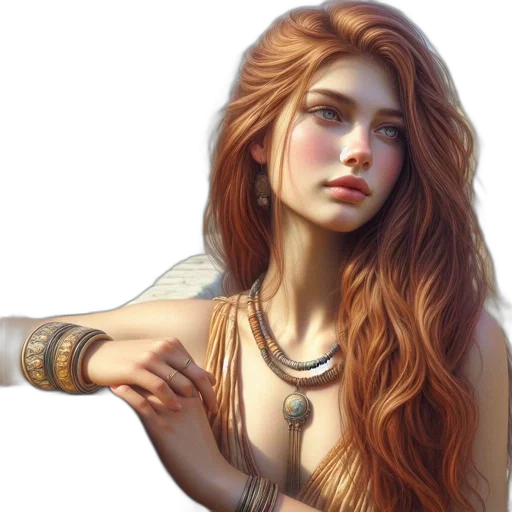 jewelry, face, dress, fantasy art transparent PNG cut-out
