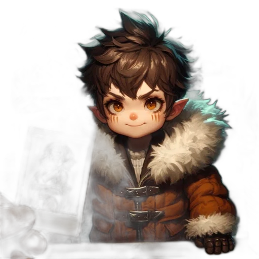jacket, dragon, creature, staff transparent PNG cut-out