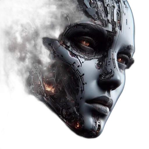 robot, mask, face, cyberpunk transparent PNG cut-out