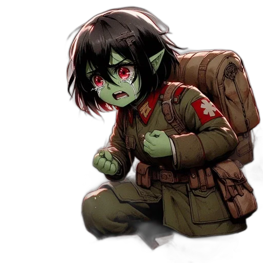 creature, jacket, weapon, staff transparent PNG cut-out