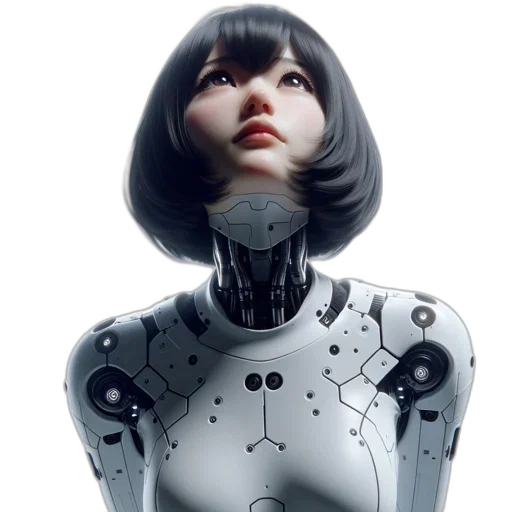 robot, concept art, 3d render, cyberpunk transparent PNG cut-out