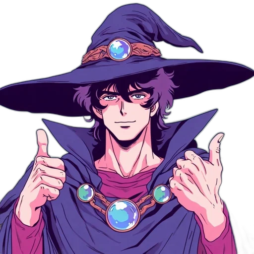 hat, staff, pixel art, vaporwave transparent PNG cut-out