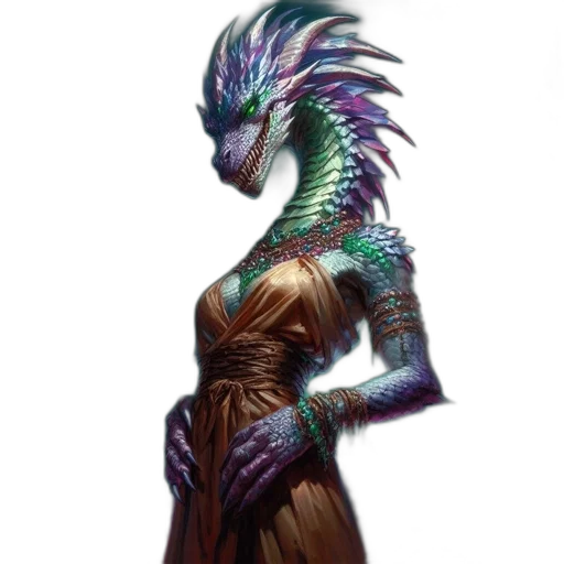 dragon, creature, staff, dress transparent PNG cut-out