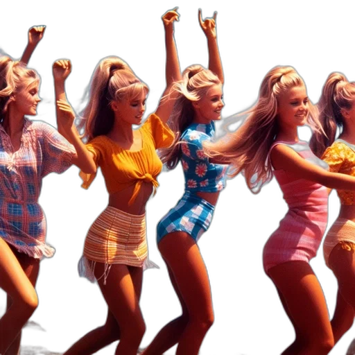 photorealistic, beach, group, young transparent PNG cut-out