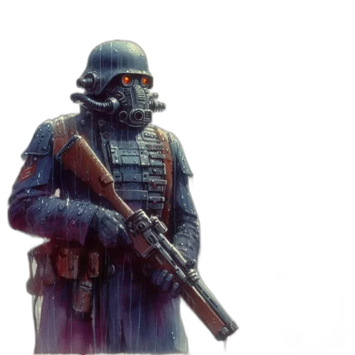 robot, weapon, jacket, concept art transparent PNG cut-out