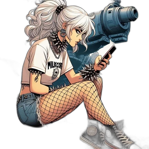 weapon, robot, staff, comic book art transparent PNG cut-out