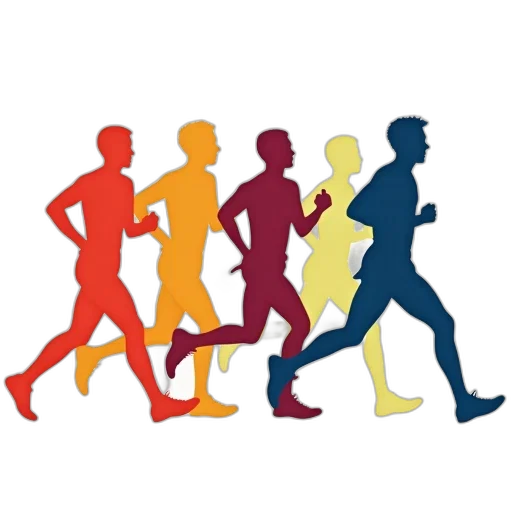 colorful, people, silhouettes, running transparent PNG cut-out