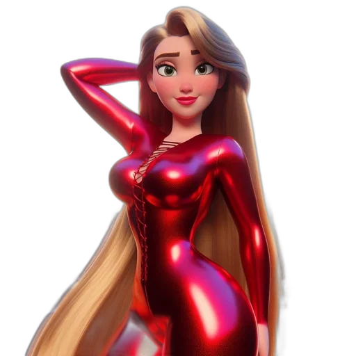 dress, hair, robot, 3d render transparent PNG cut-out