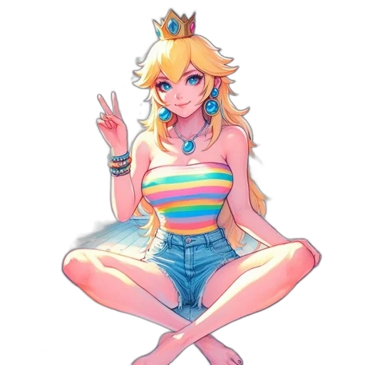 dress, crown, staff, vaporwave transparent PNG cut-out